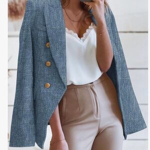 NWOT Women's Blue Blazer with Gold Buttons